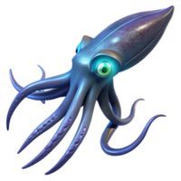 pristine modern A giant squid swimming in the deep ocean, bioluminescent lighting, mysterious and otherworldly style masterfully captured png
