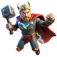 splendid urban A fierce Thor wielding Mjolnir, lightning crackling around him, comic book style, dramatic, lightning filled lighting museum quality png