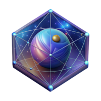 wonderful distinctive A holographic projection of a galaxy map flickers in the control room of a spaceship, bathed in the cool blue light of the holographic display. Isometric style, low poly render png