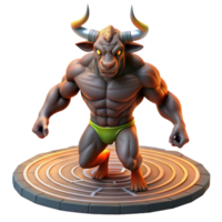 breathtaking urban A powerful Minotaur standing in the labyrinth, muscles rippling in the torchlight, realistic and detailed, original png
