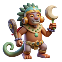 quintessential rustic A playful Aztec Ahuizotl, with a monkey s hand at the end of its tail, lurking in a moonlit lake, in a pre Columbian art style authentic png