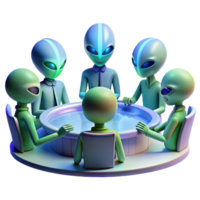 serene dynamic avant garde A group of alien diplomats gathered around a holographic table, discussing galactic politics, dramatic lighting, photorealistic, artisan png