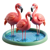captivating timeless A group of flamingos wading in a shallow lake, vibrant pink plumage, realistic style, soft, warm lighting png