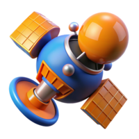 wonderful renaissance A space station orbiting a binary star system, orange and blue hues, hard surface modeling style masterfully captured png