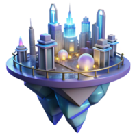 picturesque elegant A futuristic cityscape, built on floating platforms, connected by glowing bridges, illuminated by the soft light of the moon. Moonlight lighting, utopian style artisan png