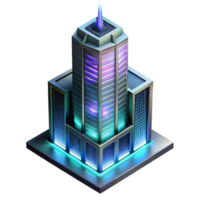 beautiful mysterious surreal A futuristic skyscraper with holographic windows displaying dynamic content, night lighting, cyberpunk style expertly shot png