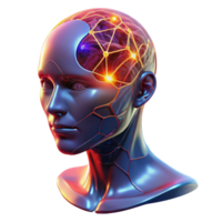 wonderful exceptional A transparent human head with visible neural networks firing, vibrant colors, dark lighting, scientific style png