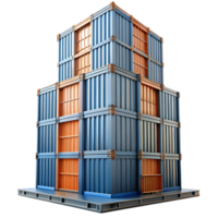 whimsical exquisite A towering skyscraper made of stacked shipping containers, industrial style, gritty realism, overcast lighting, handcrafted png