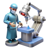 exquisite romantic victorian A robotic surgeon performing a delicate operation, precise instruments illuminated by surgical lights, medical illustration style elite png
