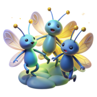 distinguished tropical A group of fireflies dancing in a dark forest clearing, magical and dreamlike, with glowing bioluminescence elite png