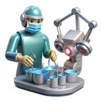 nostalgic beautiful A robotic surgeon performing a delicate operation, intricate tools and instruments visible, lit by surgical lighting, in a realistic, medical style top tier png