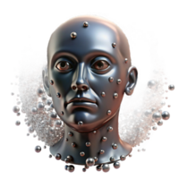 extraordinary standout A swarm of nanobots forming a human face, shimmering metallic particles, dynamic lighting, abstract style png