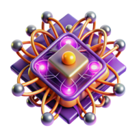 distinctive renaissance A quantum computer, glowing wires and nodes, complex patterns, vibrant purple and orange hues, abstract art style impeccable png