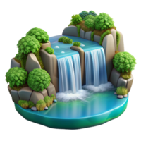breathtaking gothic A cascading waterfall plunging into a crystal clear pool, surrounded by lush greenery, long exposure photography style original png