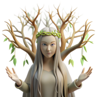 extraordinary melancholic organic A serene dryad emerging from a willow tree, dappled sunlight, soft focus, pre Raphaelite style handcrafted png