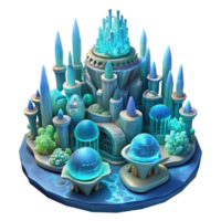 nostalgic glorious An underwater city built of bioluminescent coral, glowing with ethereal light, fantasy style exclusive png