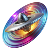 romantic dramatic A sleek, chrome spaceship pierces through a wormhole, vibrant fractal patterns swirling around it. Intense, colorful lighting. Art Deco style flawless png