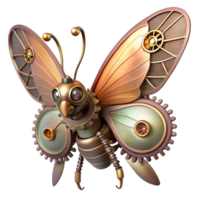 breathtaking artistic A steampunk insect, a mechanical butterfly with delicate clockwork wings, perched on a gear. Soft, diffused lighting. Fantasy art style 8K png