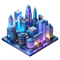 spectacular exceptional A futuristic cityscape at night, skyscrapers adorned with holographic advertisements, neon lights reflecting in rain slicked streets, cinematic style png