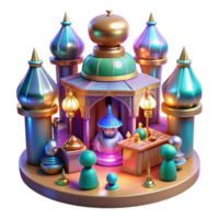 rare urban A futuristic marketplace, filled with alien vendors and strange wares, bathed in the warm glow of holographic torches. Orientalist style. Ambient lighting professional png