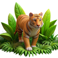 spectacular baroque A fierce tiger stalking through a dense jungle, illuminated by shafts of sunlight filtering through the canopy, rendered in a realistic style professional png