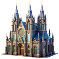 beautiful quintessential A towering Gothic cathedral with stained glass windows, dramatic lighting, intricate architectural details, soaring arches, sense of awe and reverence png