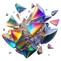 captivating ethereal urban A chaotic explosion of shattered glass shards, reflecting a spectrum of rainbow colors, futuristic style 8K png