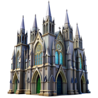 impressive energetic geometric A towering, gothic cathedral, intricate carvings and stained glass windows, dramatic and awe inspiring style high resolution png