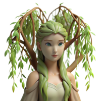 picturesque acclaimed A serene dryad emerging from a willow tree, dappled sunlight, soft focus, pre Raphaelite style png