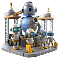 elegant nostalgic coastal A group of robots working on a massive construction project in space. Constructivist style. Industrial lighting sharp png