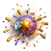 iconic tropical A chaotic explosion of glitter and confetti, illuminated by a bright, festive light source authentic png