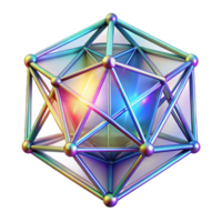 dramatic pristine A web of interconnected, crystalline structures, refracting light in a spectrum of colors, lit by a radiant, celestial light, in a geometric abstract style museum quality png