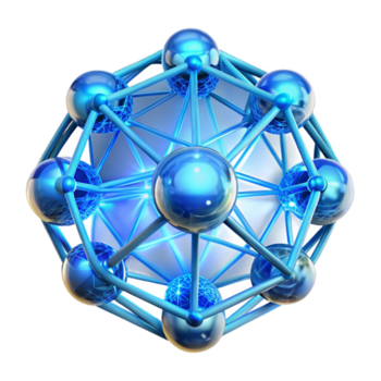 üppig gefeiert ein Netzwerk von glühend Fasern verwoben mit transparent Kugeln, Erstellen ein Komplex und zart Struktur, beleuchtet durch ein Cool, Blau Licht. Biotech Stil, futuristisch png