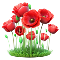 fascinating harmonious rustic A field of blooming poppies in the wind, vibrant red and green, Impressionist style high quality png