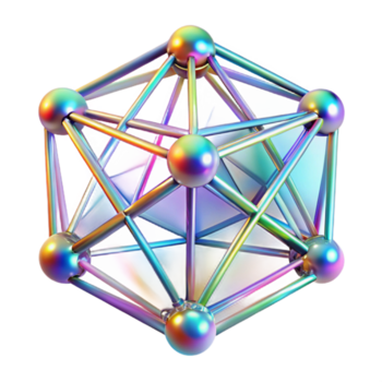 drammatico immacolato un' ragnatela di interconnesso, cristallino strutture, rifrangente leggero nel un' spettro di colori, illuminato di un' radiante, celeste luce, nel un' geometrico astratto stile alto risoluzione png