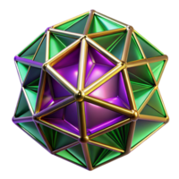 vibrant futuristic Geometric fractals in shades of deep violet and emerald green, interconnected by glowing golden lines, with soft ambient lighting expertly shot png
