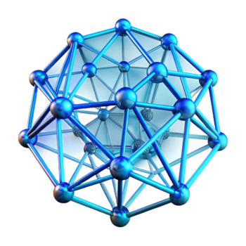 pintoresco nórdico un red de brillante, interconectado líneas formando un complejo 3d estructura, iluminado por pulsante azul luz, futurista estilo lujo png