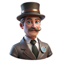 immaculate inspired Portrait of a Victorian gentleman with a monocle and top hat, soft window light, vintage style png
