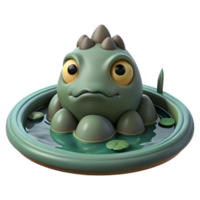 timeless geometric A lone kappa lurking in a murky pond, its hollow head filled with water, under a gloomy sky. Japanese folklore style high resolution png