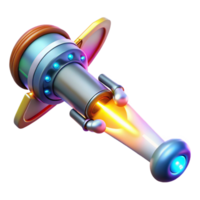 remarkable surreal A futuristic weapon firing a beam of energy, bright and colorful, anime style masterfully captured png