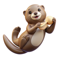 immaculate exceptional A playful sea otter floating on its back, holding a seashell, calm ocean water, whimsical illustration style png