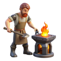 maravilloso distinguido un creativo hefesto trabajando a su fragua, ardiente horno, dramático Encendiendo, clásico estilo png