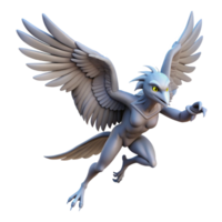 immaculate timeless A winged harpy swooping down from the sky, dynamic pose, fantasy art style png