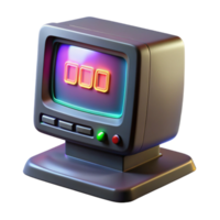immaculate classic A vintage computer monitor displaying a cryptic message, static flickering across the screen, dark lighting, retro style premium png