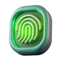 alluring quintessential A close up of a fingerprint scanner glowing green, illuminated by a focused, white light, security technology style png