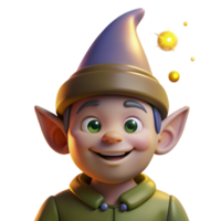 sought after abstract Portrait of a whimsical gnome with a pointed hat and mischievous grin, illuminated by the flickering light of a firefly top tier png