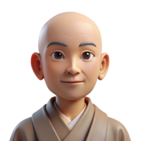 vibrant rustic Portrait of a serene monk with a peaceful expression and shaved head, wearing simple robes, lit by soft natural light, spiritual art style genuine png