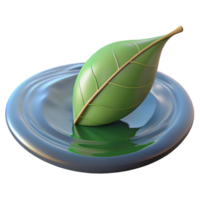 alluring retro A single leaf floating on water, serene and peaceful, minimalist style studio quality png