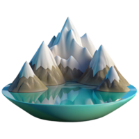 magnificent iconic A clear mountain lake reflecting the surrounding peaks, serene and peaceful, soft, diffused light, png