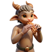 ethereal elegant A mischievous satyr playing a pan flute in a sun drenched forest glade, Impressionist style perfect clarity png